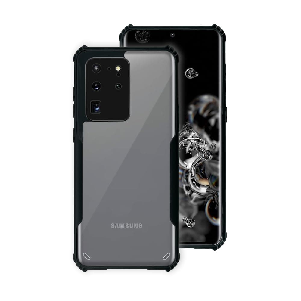 7SEVEN® Ipacky Back Cover for Samsung Galaxy S20 Ultra Mobile Back Case Shock Proof Design Camera Edges Protection Crystal Clear Phone Case Precise Cutouts Matte Black Soft Bumper Phone Cover