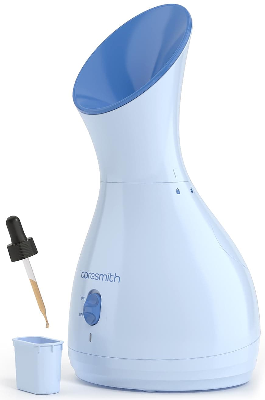 CARESMITH 2 In 1 Face Steamer + Steamer For Cold & Cough | 16 Mins Of Natural Steam With 170Ml Large Tank | Dedicated Chamber For Balms & Oils | Vaporizer Steamer With Cough, Cold & Facial | Anti-Splash Technology