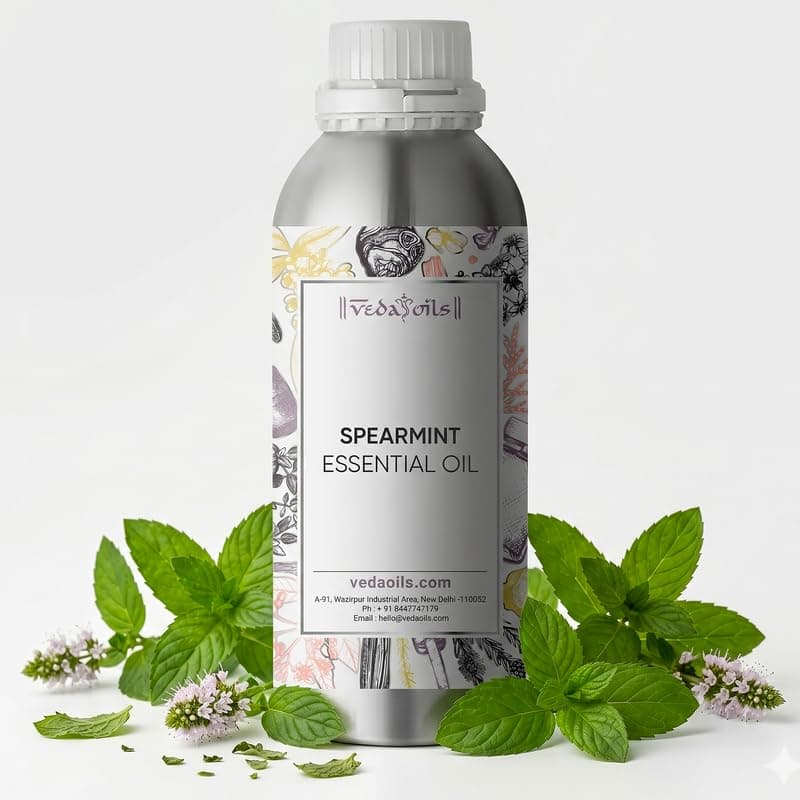 VedaOils Spearmint Essential Oil 100ml | 100% Pure, Natural & Undiluted Spearmint Oil for Facial Hair, Skin and Body Care | Massage, Aromatherapy, Relaxation & Refreshing Aroma