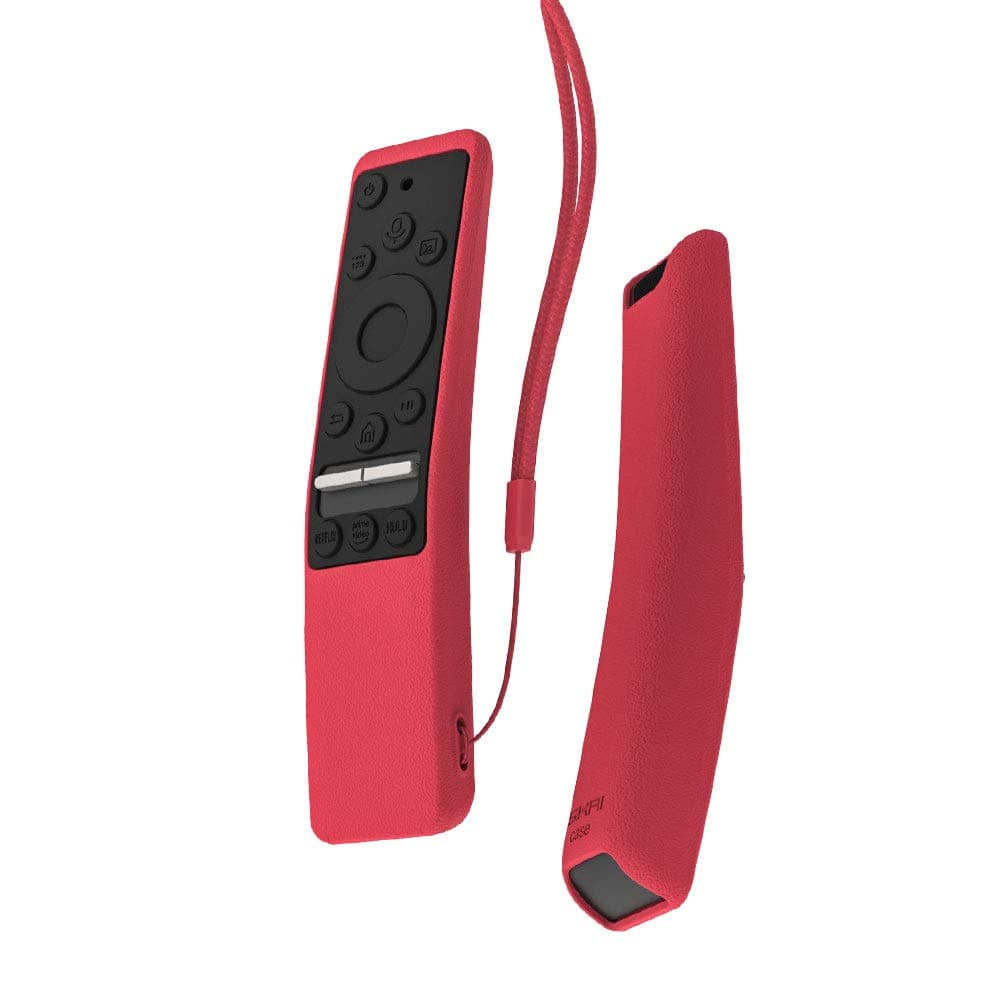 Oboe Sikai Silicone Case Compatible with Samsung BN59-01312A QLED 8K 4K Smart TV Remote Shockproof Full Wrap Protective Remote Cover Skin-Friendly Anti-Slip Anti-Lost with Remote Loop (Red-Black)