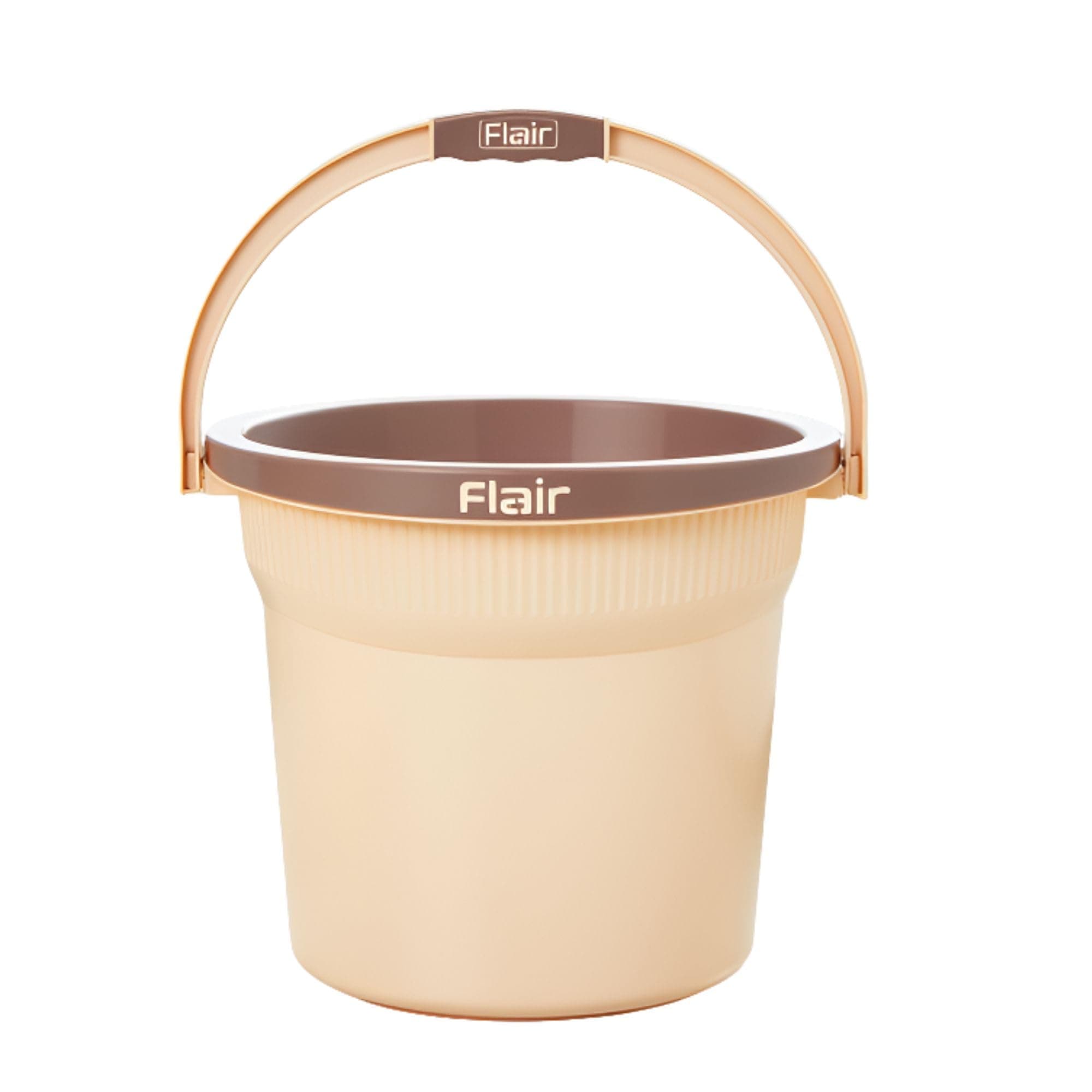 FLAIR Estella 19L Plastic Bathroom Bucket, Beige | Strong & Durable Water Storage Bucket with Easy-Grip Handle | Virgin Plastic, Lightweight & Multipurpose for Bathing and Daily Use