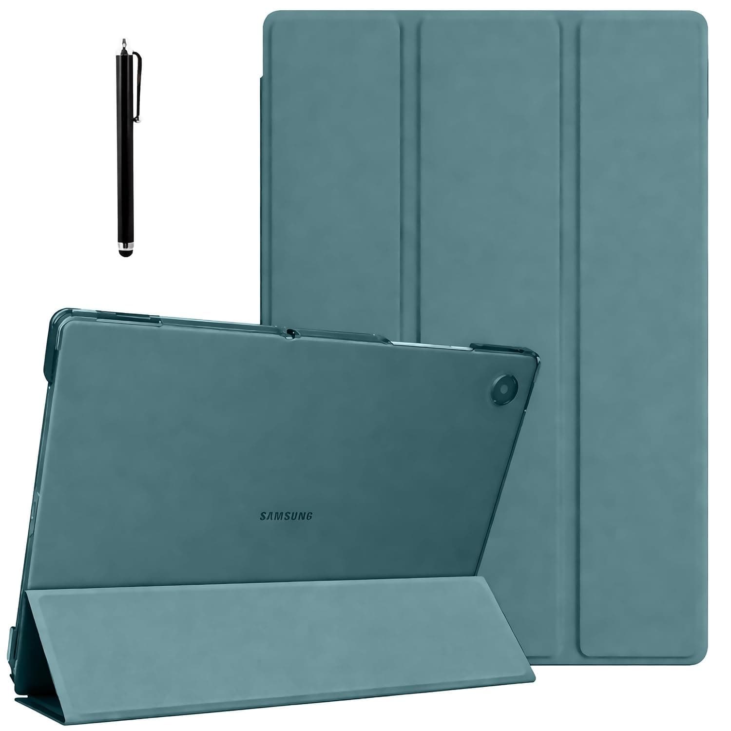 ProElite Cover for Samsung Galaxy Tab A9 Plus 11 inch Case Cover, Smart Flip Case Cover for Samsung Galaxy Tab A9+ 11 inch Translucent Back with Stylus Pen, Dark Green