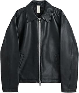 EXOTIX Black Leather Jacket for Men | Collared Zip-Up Classic Style | Crop Fit Racing Sports Bomber Jacket | Premium Leather Regular Fit Jacket for Casual & Biker Wear