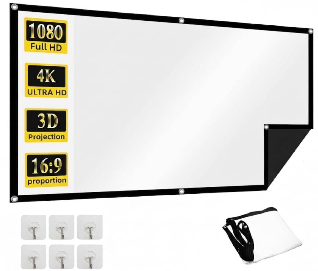 XTECTORVIEW 106 inch Projector Screen,4K HD 16:9 Portable Video Projector Screen Foldable Anti-Crease Indoor Outdoor Projection Screen for Home, Office, Classroom (92.5" Inch (W) x 52" Inch (H))