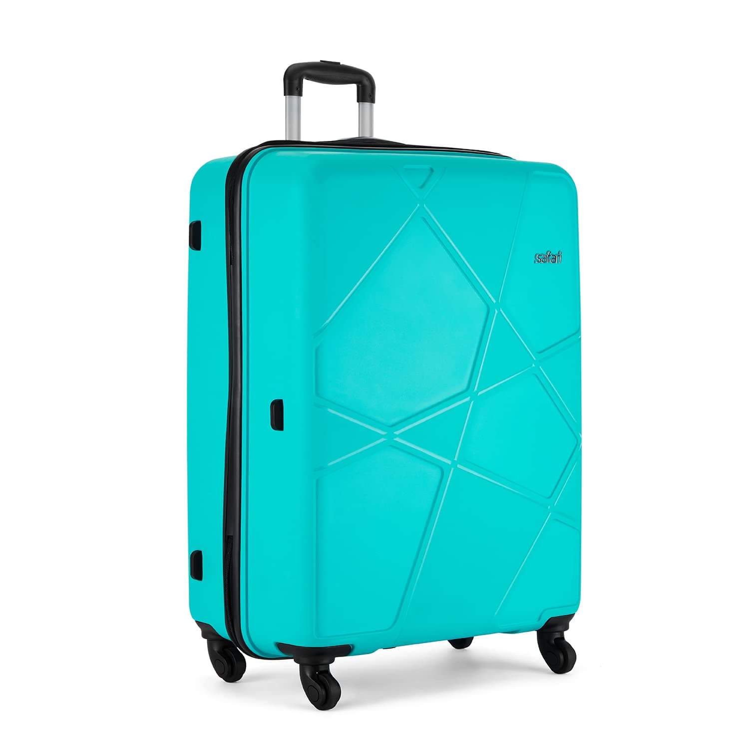 Safari Large Pentagon 75 Cms Check-in Polypropylene Hard Sided 4 Wheeler Luggage/Speed_Wheel Suitcase/Trolley Bag (Cyan)
