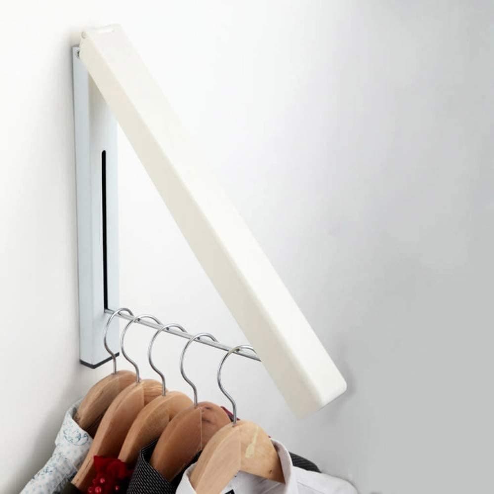 ZOCKRIX Wall Mounted Foldable Clothes Hanger Rack with Hanging Rod, Laundry Drying Hanger Bar, Metal Swing Arm Garment Holder