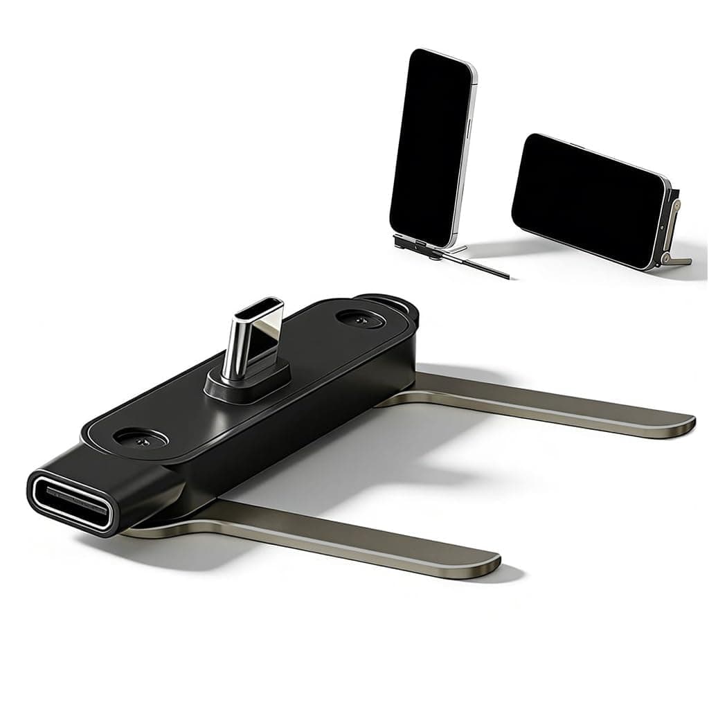 WeFly 2 in 1 Type C Charging Adapter, 240W USB C Fast Charging Adapter with Phone Stand, Supports 480Mbps Data Sync, USB C Adapter with Angled Zinc Alloy Connectors