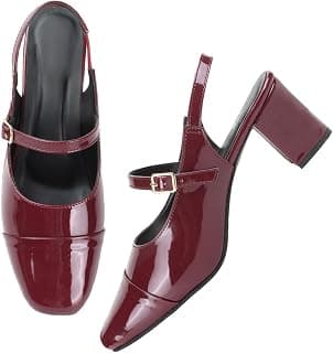TRYME Women Mary Jane Block Heels | Single Strap Round Toe Pumps | Comfortable Chunky Heel Shoes | Stylish Formal Casual Office Party Footwear