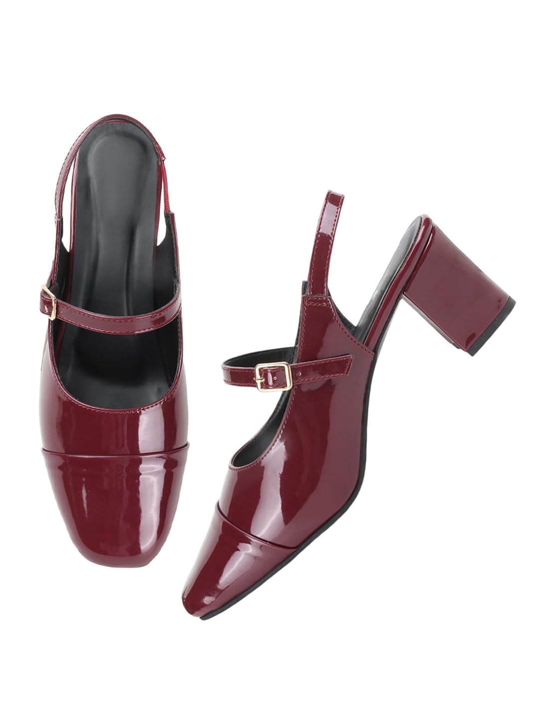 TRYME Women Mary Jane Block Heels | Single Strap Round Toe Pumps | Comfortable Chunky Heel Shoes | Stylish Formal Casual Office Party Footwear