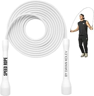SwissSkip Speed Jump Rope by Dayan Kolev, 5mm PVC Skipping Rope, for Beginners and Advanced Athletes, Ideal for Fitness, Cardio, Boxing & CrossFit, Adjustable length with Unbreakable Handles (White)