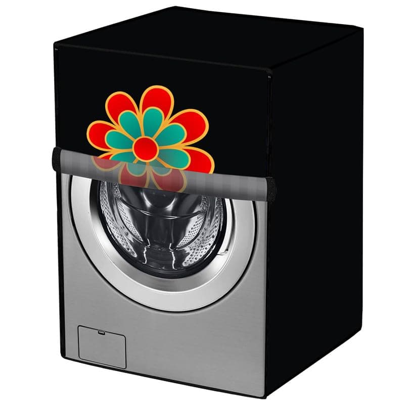 Amodori Front Load Washing Machine Cover Suitable for LG 8.5–12 Kg (72 x 63 x 81 cm) | Waterproof | Black Chinese Element Print