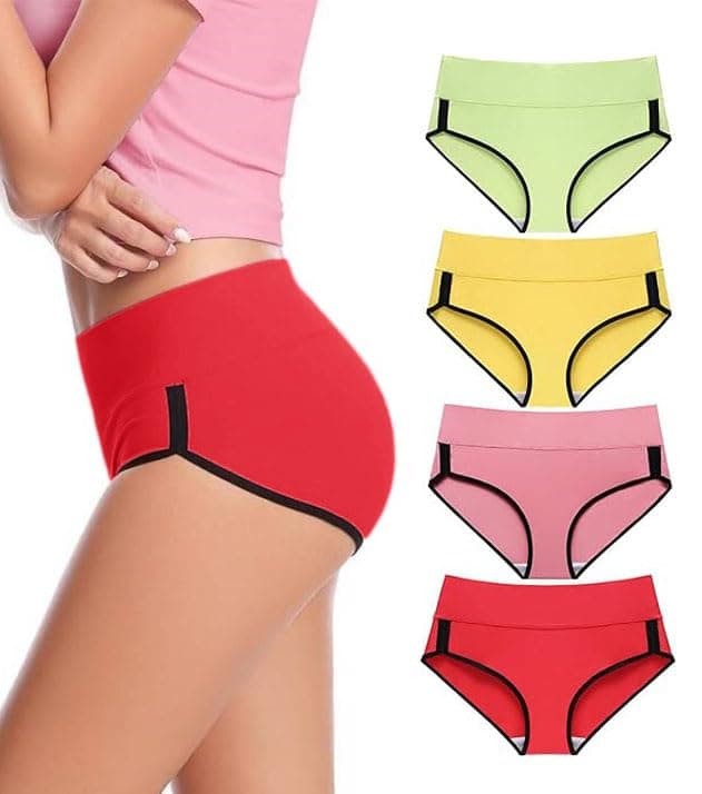 DIVING DEEP Cotton Underwear for Women, Hipster Briefs Panties for Women, Womens High Waist Cotton Underwear, Women's Panties - (Pack of 4)