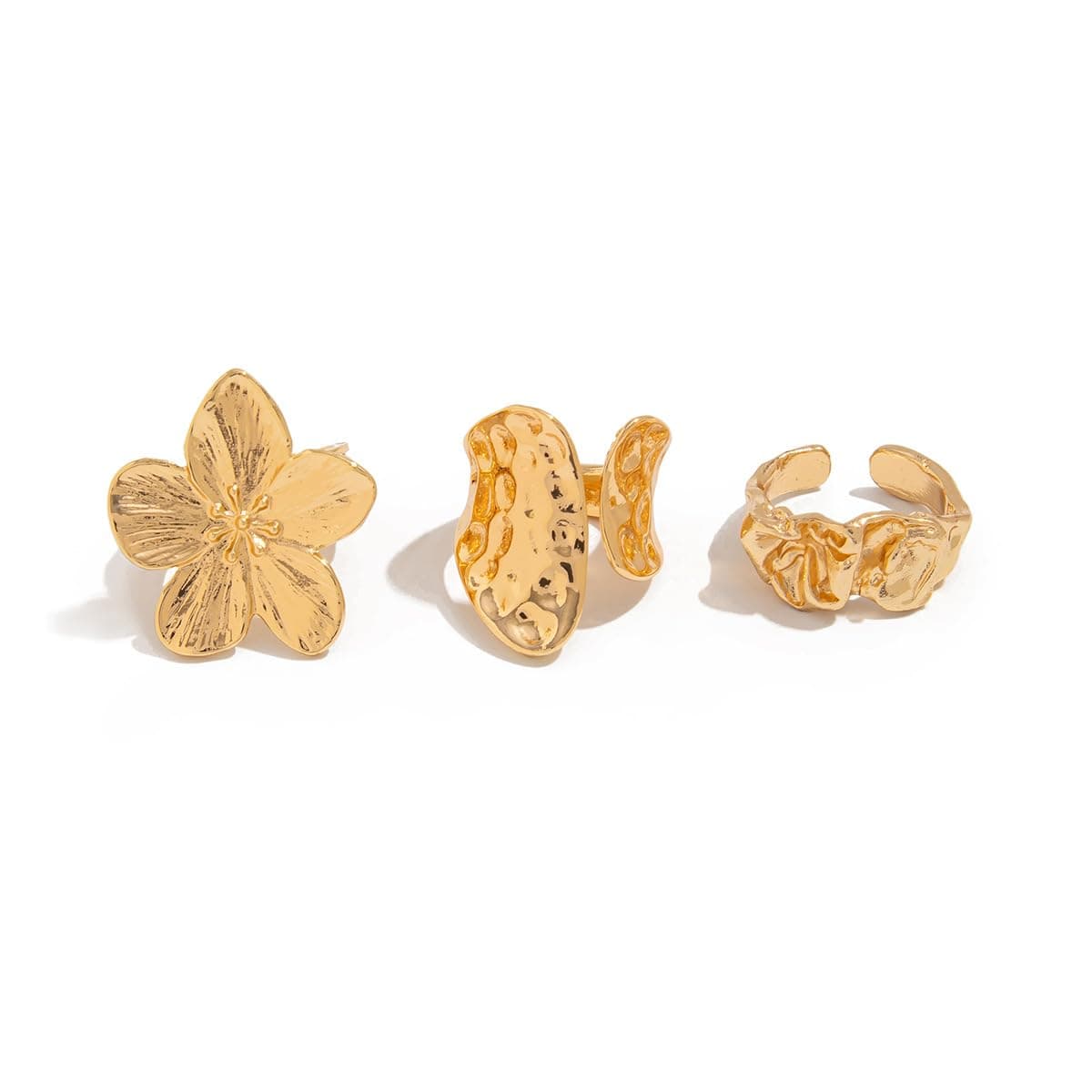 Aaishwarya Gold Plated Stackable Ring Set | Anti-tarnish Rings for Women and Girls| Bold & Chunky Trendy Statement Jewelry | Boho Style Beach Accessory | Adjustable Stack Finger Rings