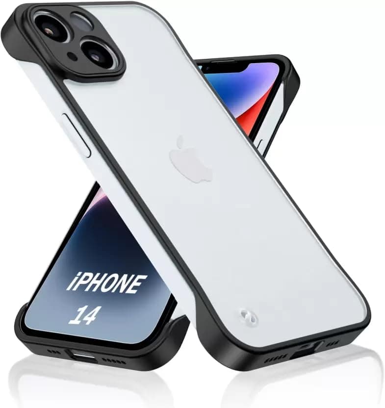 amazon basics Compatible with iPhone 13 Back Cover Case | Stylish Frameless Matte Hard Skin | Soft TPU Shock Proof Bumper Back Cover Case for iPhone 13 (Black)