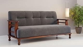 DaneWood 3-Person Sofa Set for Living Room, Drawing Room & Office Lounge|Capacity - Three Seater, Sheesham Wood, Dark Brown Finish