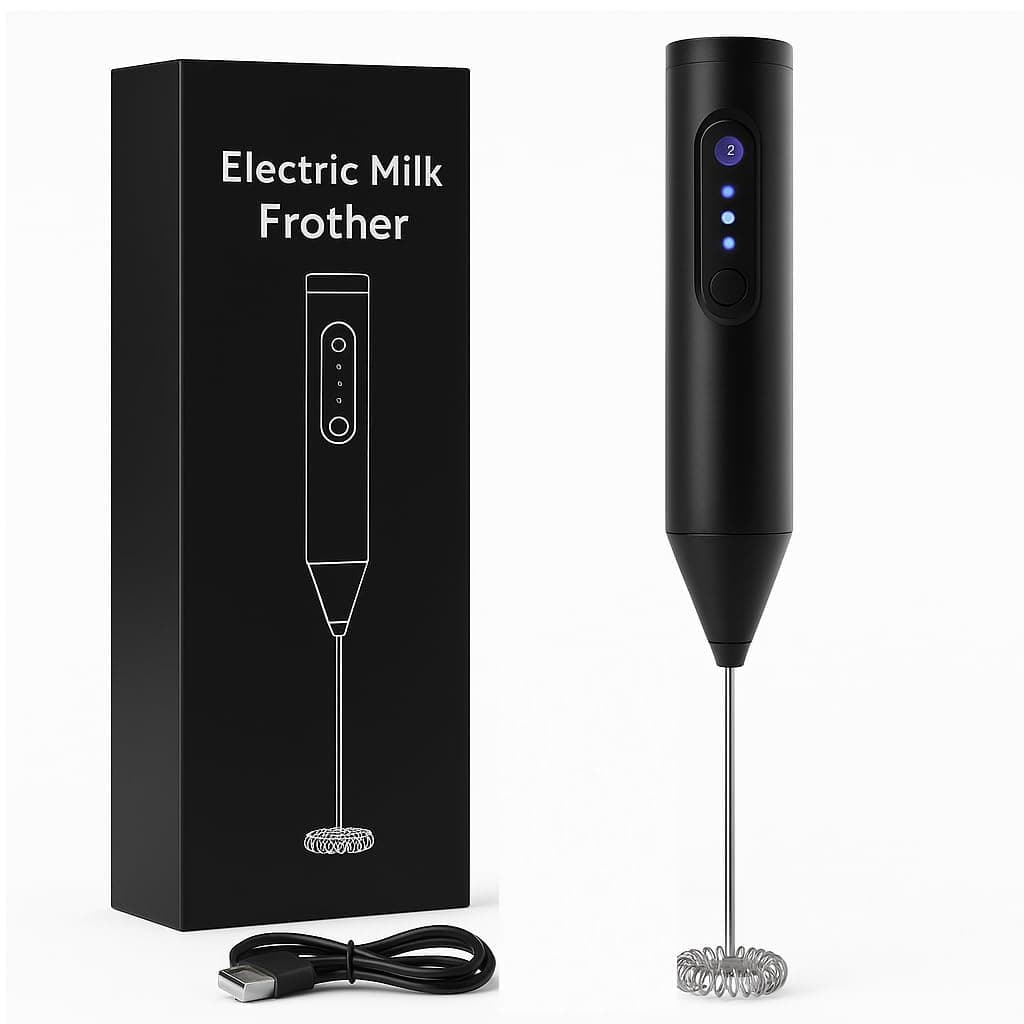 Credex Rechargeable Coffee Frother | Big Battery | 3-Speed Electric Milk Beater | Dual Coil Whisk | Whipped Coffee, Egg Beater, Lassi, Hot Chocolate | 1 Charge = 30 Uses | 1 Year Warranty