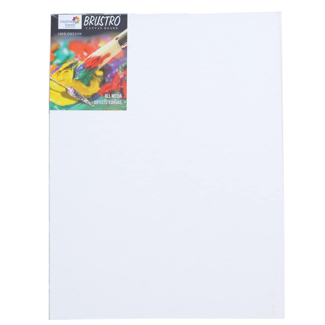Brustro Artists 100% Cotton Canvas Board 12 x 16 Inch, 4 mm | Pack of 1 | White | Medium Grain, Oil Painting, Strudy, Zero Percolation, Acrylic, Ideal for Students, Professionals