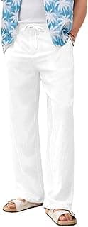 GRECIILOOKS Men’s Linen Trousers | Loose Fit Linen-Cotton Casual Pants for Men | Relaxed Office Wear Formal Trousers for Men | Stylish Beige & Pants