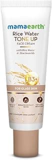 Mamaearth Rice Water Tone Up Face Cream with Rice Water & Niacinamide for Glass Skin 50g | Instantly Brightens | Even Skin Tone | Adds Glow | All Skin Types | Korean Rice Tone Up