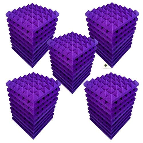 YGM Acoustic Foams® Pyramid Acoustic Panels 1 Foot × 1 Foot × 2 inch Thick | 50 Density Acoustical Sound Proof Foam for Room & Studio | Echo Reduction & Noise Absorption (Purple, Set of 72)