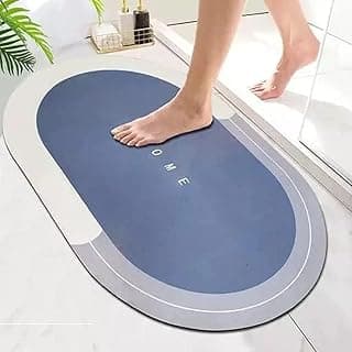Bathroom Door Mat | Anti Slip Floor Mat for Home and Kitchen | Anti Skid Water Soaking Square Bathroom Mat | Super Water Absorbent Rubber Foot Mat (40 x 60 cm), Blue