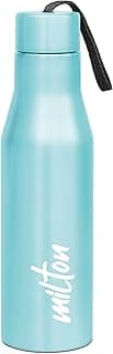 MILTON Super 1000 Stainless Steel Water Bottle 1 ltr, Single Walled, ISI Certified I Leak Proof Lid, Rust Proof I For School, Office, Gym I Sky Blue