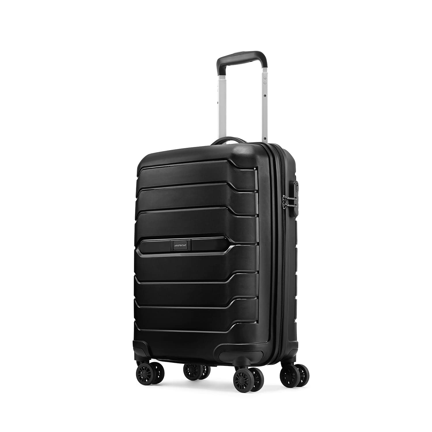Aristocrat Liberty Cabin (Carry-On) Polypropylene Hard Spinner Trolley Bag, 58Cm|Combination Lock|8 Wheels|3 Years International Warranty|Jet Black