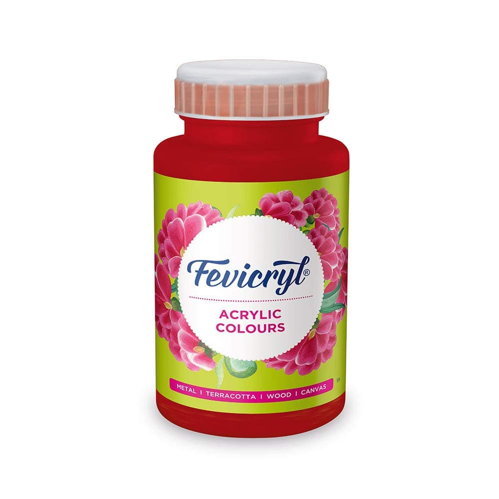 Fevicryl Acrylic Colour Crimson 500ml | Art & Craft, DIY, Rich Pigment, Non-Craking Paint for Canvas, Wood, Leather, Earthenware, Metal | Ideal for school projects, Hobbyists, Artists