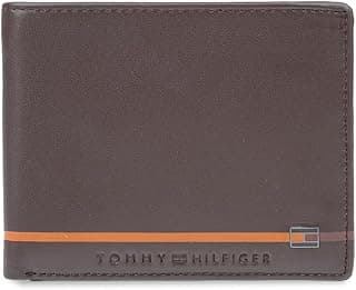 Tommy Hilfiger Colon Brown Men's Global Coin Wallet | RFID Blocking | 4 Card Slots | Side Closure | Solid Leather