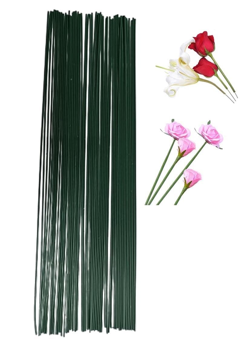 Just Flowers Floral Stem Wire, Diameter 2MM Color Coated Flower Making Wire Accessory for DIY Bouquet Stem Wrapping and Crafts (15 Inch, Green Pack of, 50)