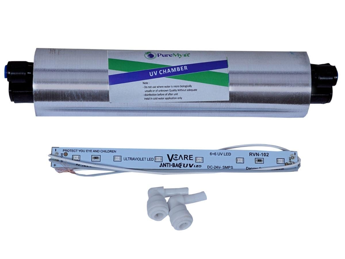 PureMyst UV Set for Water Purifiers, UV Chamber Barrel, UV LED Light (Strip), 2 Pieces State Connectors For All Types Of RO Water Purifiers