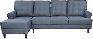 Wakefit Sofa Set | 3 Year Warranty | Sofa 3 Seater, 3 Seater Sofa for Living Room, Wooden Sofa Set, Sofa Set 3 Seater + Left Aligned - Dreamer(Omega : Blue)