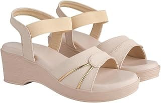 GLEMATOZ Women’s Block Heel Sandals with Elastic Straps | Stylish Open Toe Heels for Casual & Party Footwear