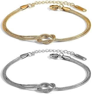 MILLER Love Knot Bracelet for Men & Women | Anti-Tarnish Gold Plated Aesthetic Rakhi Bracelet, Adjustable, Stylish Fashion Jewellery | Raksha Bandhan Gift for Bhai, bhabhi, Men & Boys (Set of 2)