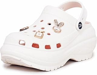 ATHCO Roxxie Clogs For Women's|Girl's| Dual-Color Soft EVA Cushioned With Massage Footbed|Easy Wear with Adjustable Back Strap|Lightweight Platform Heels|Flexible|Breathable|Extra Soft Comfortable Anti-Skid Casual Mule|All-Season|Summer|Monsoon|Rain|Winter|Waterproof|Casual Slip-On Sandal with Cute Charms & Chunky Design|Indoor & Outdoor Wear|Trendy|Fashionable|Stylish|Shoes