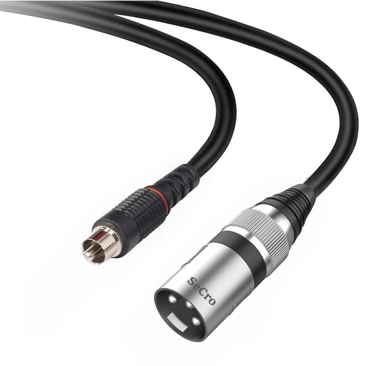 SeCro Premier Series XLR Male to RCA Male 16AWG Cable (16.4FT [5 Meters])(Black)
