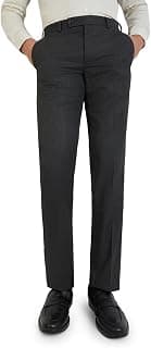 Park Avenue Men's Regular Fit Mid Rise Checks Pattern Polyester Blend Flat Front Formal Trouser