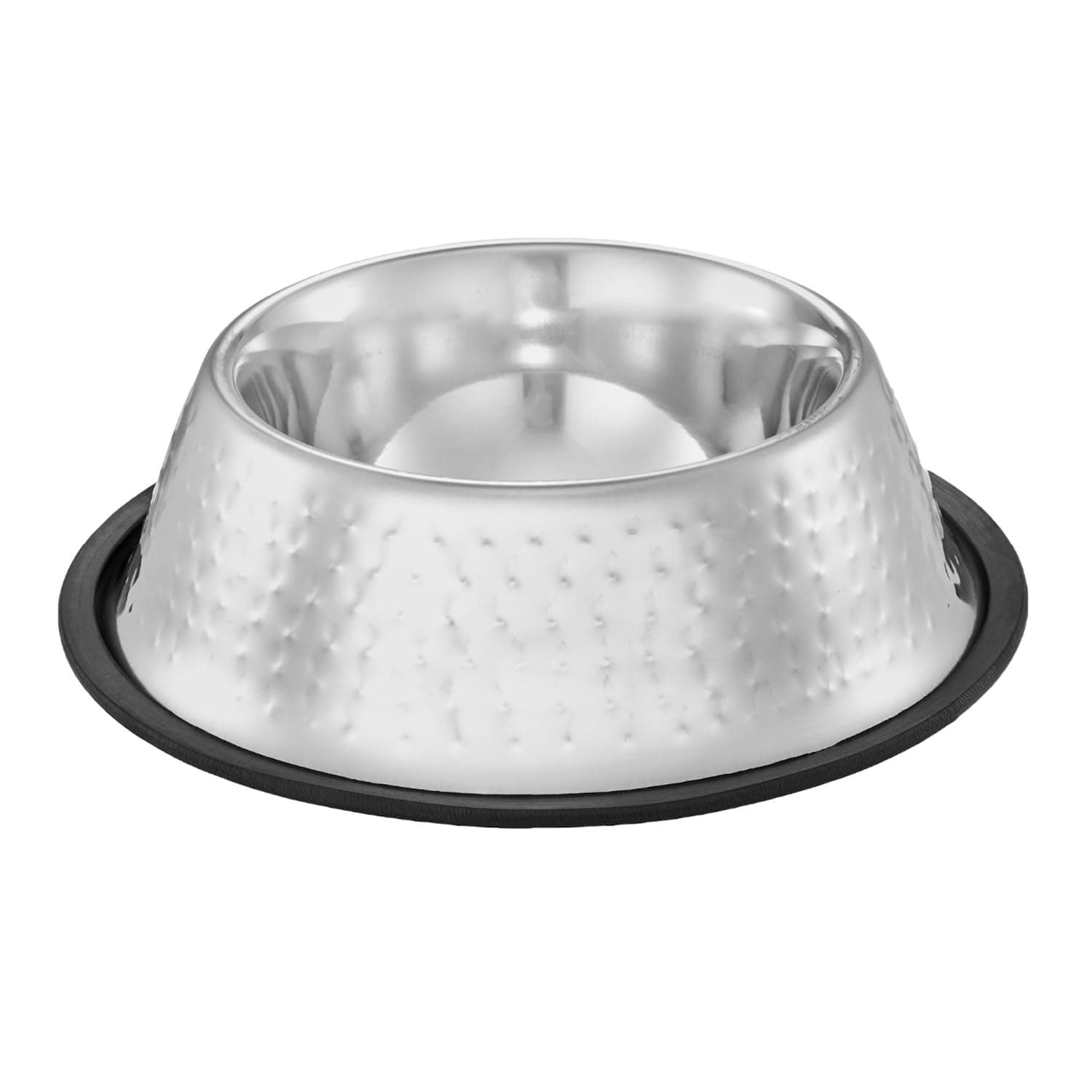 Amazon Basics Stainless Steel Pet Feeding Bowls for Dog & Cats | Anti Slip Base | Hammering in SS Shiny - 900 ml