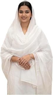 Generic Pure Cotton Kota Doria Dupatta for Women, White, Summer Special, 2.25 Metre