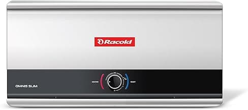Racold Omnis Slim 15L Horizontal Energy Efficient Storage Water Heater (Geyser) With Free Standard Installation & Pipes |Italian Design| Shower Ready Indicator | Suitable For High Rise Buildings