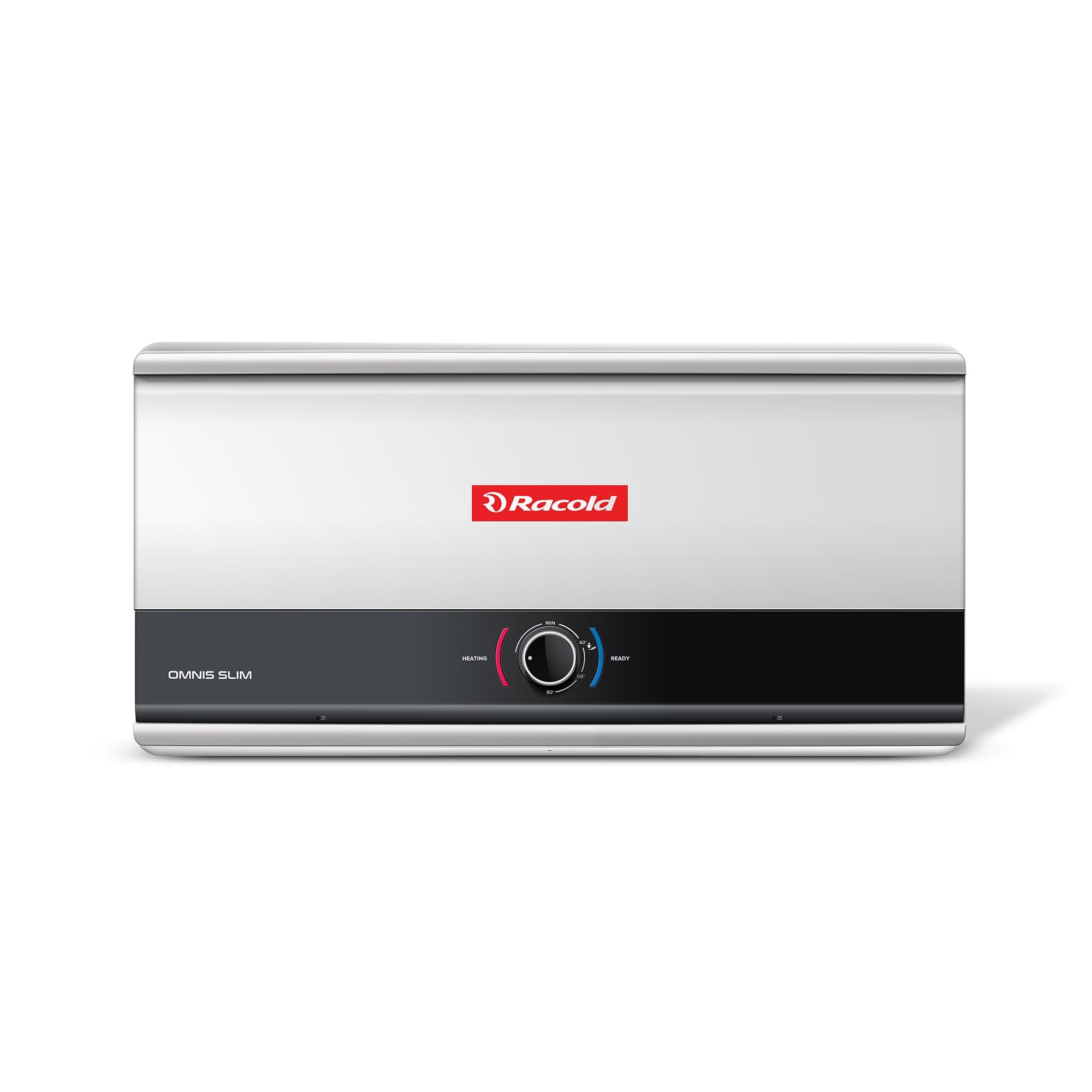 Racold Omnis Slim 25L Horizontal Energy Efficient Storage Water Heater (Geyser) With Free Standard Installation & Pipes |Italian Design| Shower Ready Indicator | Suitable For High Rise Buildings