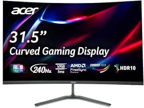 Acer Nitro ED320Q W0 31.5 Inch Curved FHD Gaming Monitor | 240Hz Refresh | 1ms VRB | 1500R VA Panel | FreeSync Premium | HDR10 | 99% sRGB | 2X HDMI 2.1 + DP 1.4 | Stereo Speakers | VisionCare I Black