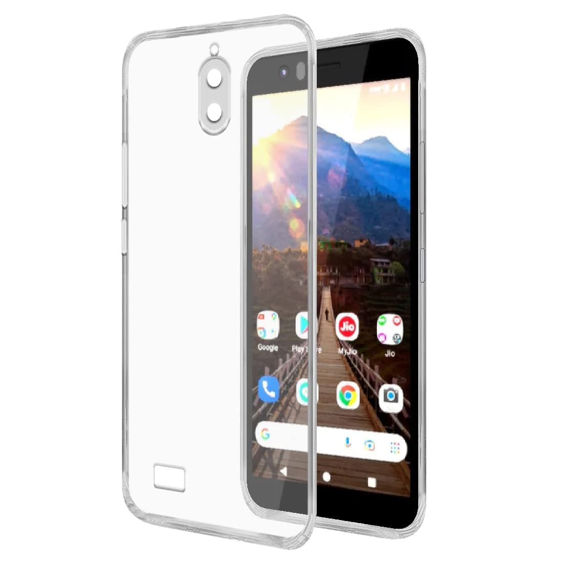 Amazon Brand-Solimo Mobile Cover for Jio Phone Next (Soft & Shockproof Back Case with inbuilt Cushioned Edges), Transparent