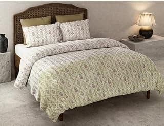 Raymond Home Elevate King Size Bedsheet, Floral Print, Light Green and Pink (Size 274Cm X 274Cm)
