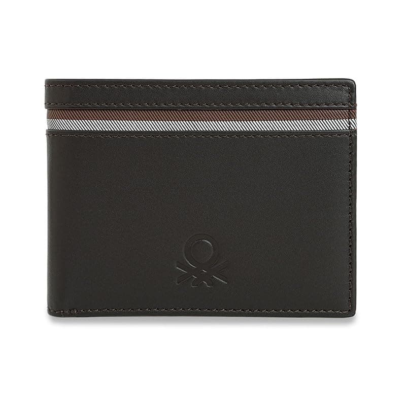 United Colors of Benetton Men Global Coin Wallet Wiltshire Brown Pure Leather Wallet for Men Original Bi Fold Design Top 10 Branded Leather Wallet Style with Dual Currency Slots