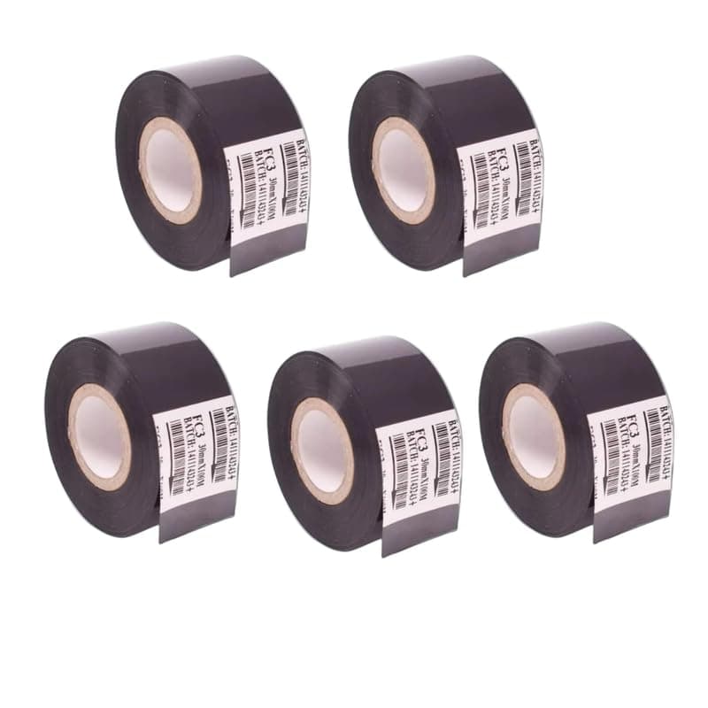 True-Ally 5 Rolls Hot Stamp Ribbon Thermal Transfer Ribbon 30mm x 100m for Date Coder Hot Stamp Printer 241 241B 241S TJ-08 DY-8 DY-6 (Black)