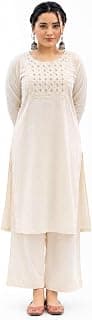 Women's Cotton Chanderi Print Straight Kurti with Pant
