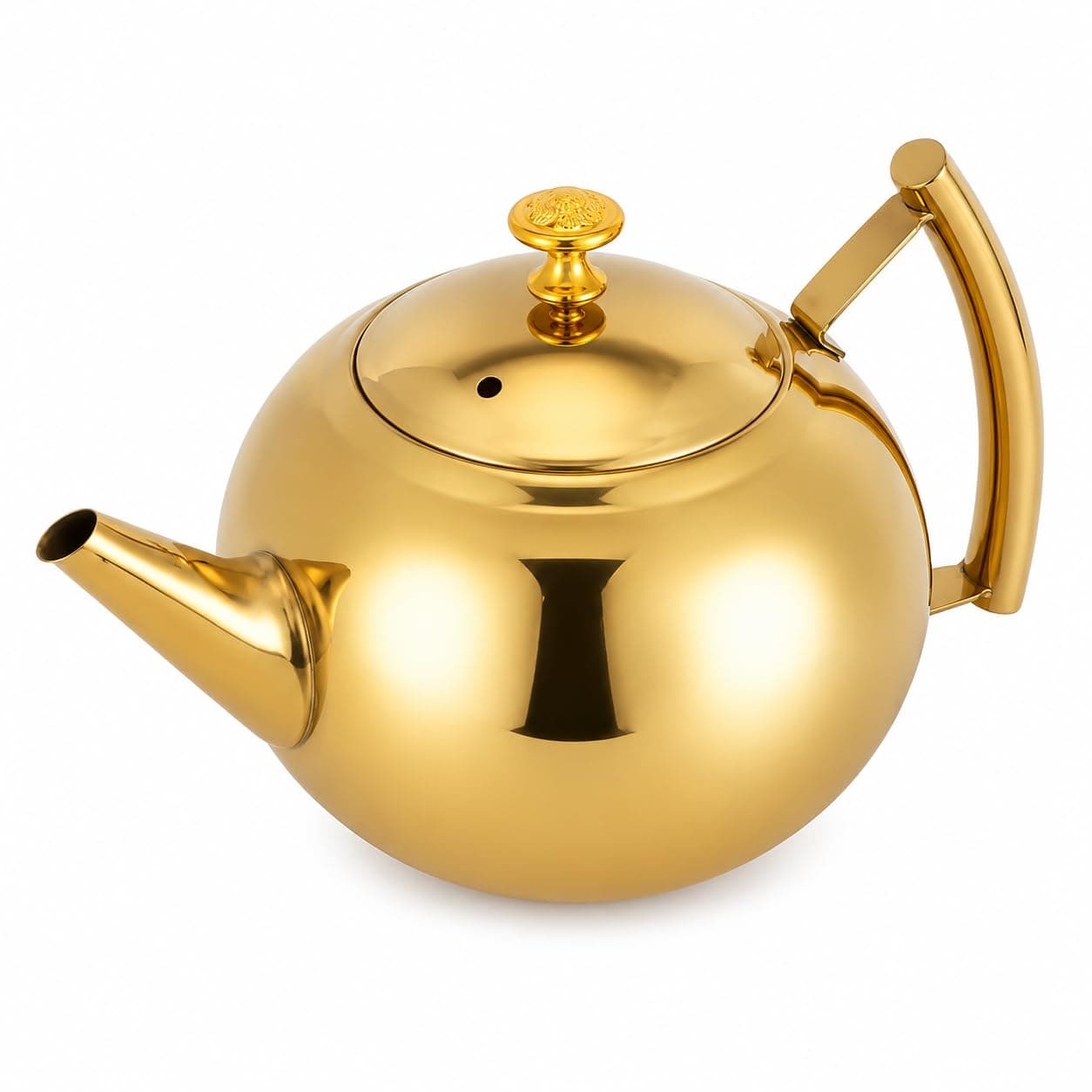 SHARUJA 2 LTR Premium Gold Stainless Steel Teapot with Removable Tea Infuser Strainer | Induction & Gas Stove Compatible Tea Kettle | Mirror Finish Tea Coffee Pot for Home Kitchen Office Restaurant