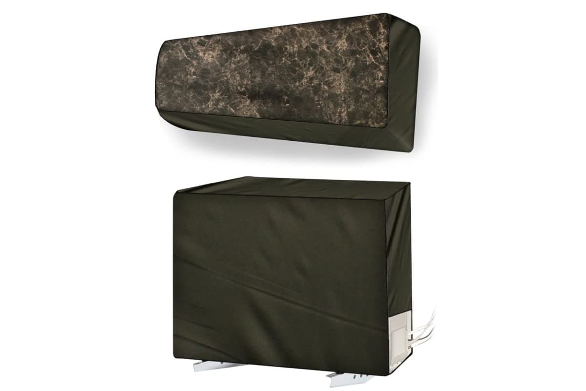 Stylista split ac cover set of indoor and outdoor unit Compatible for 2.5 Ton HITACHI TAKESHI RBZ230HCDAW Marble Dark Brown