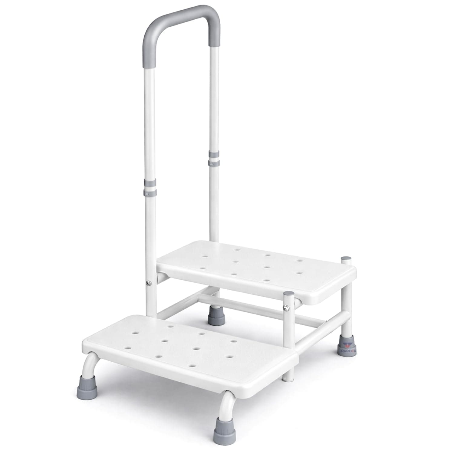 DIALDRCARE Safety Step Stool with Handle – Lightweight, Sturdy 2-Step Standing Aid for Home, Bathroom, and Bedroom Use (White)